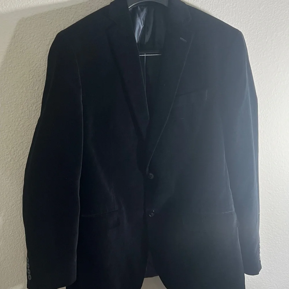 Calvin Klein Black Velvet Sport Coat Blazer - Tailored Two-Button Sz 42L